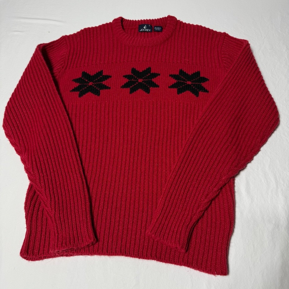 Vintage Jockey‎ Snowflake Sweater Acrylic Wool Blend Red Men's Size XL - Picture 2 of 7